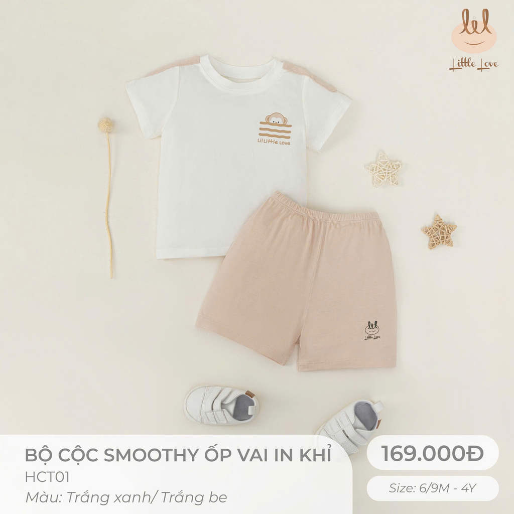 Bộ cộc Smoothy ốp vai in khỉ HCT01