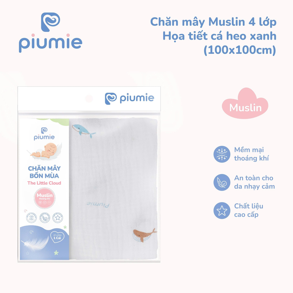Chăn mây Muslin 4 lớp 100x100