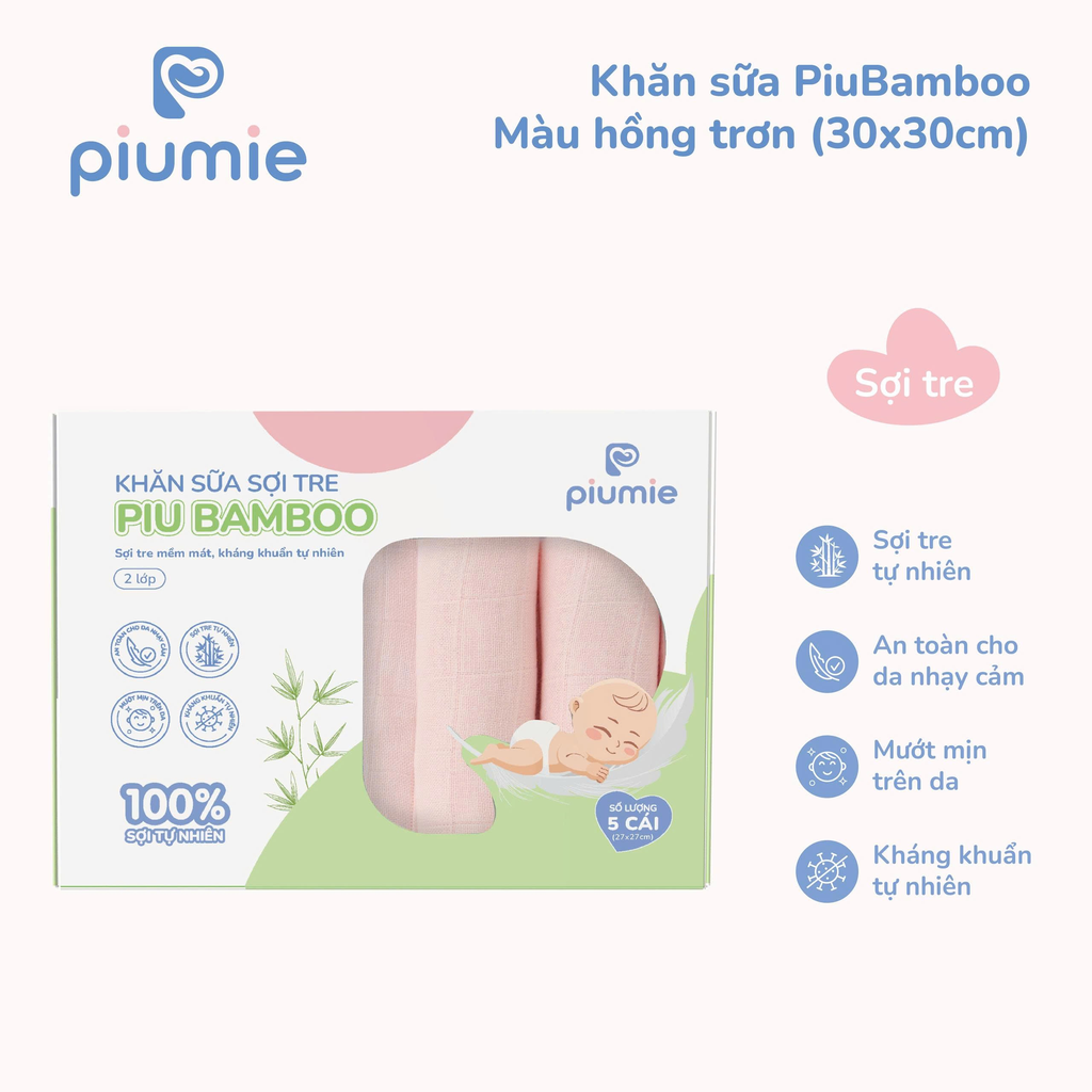 Khăn sữa sợi tre PiuBamboo 30x30