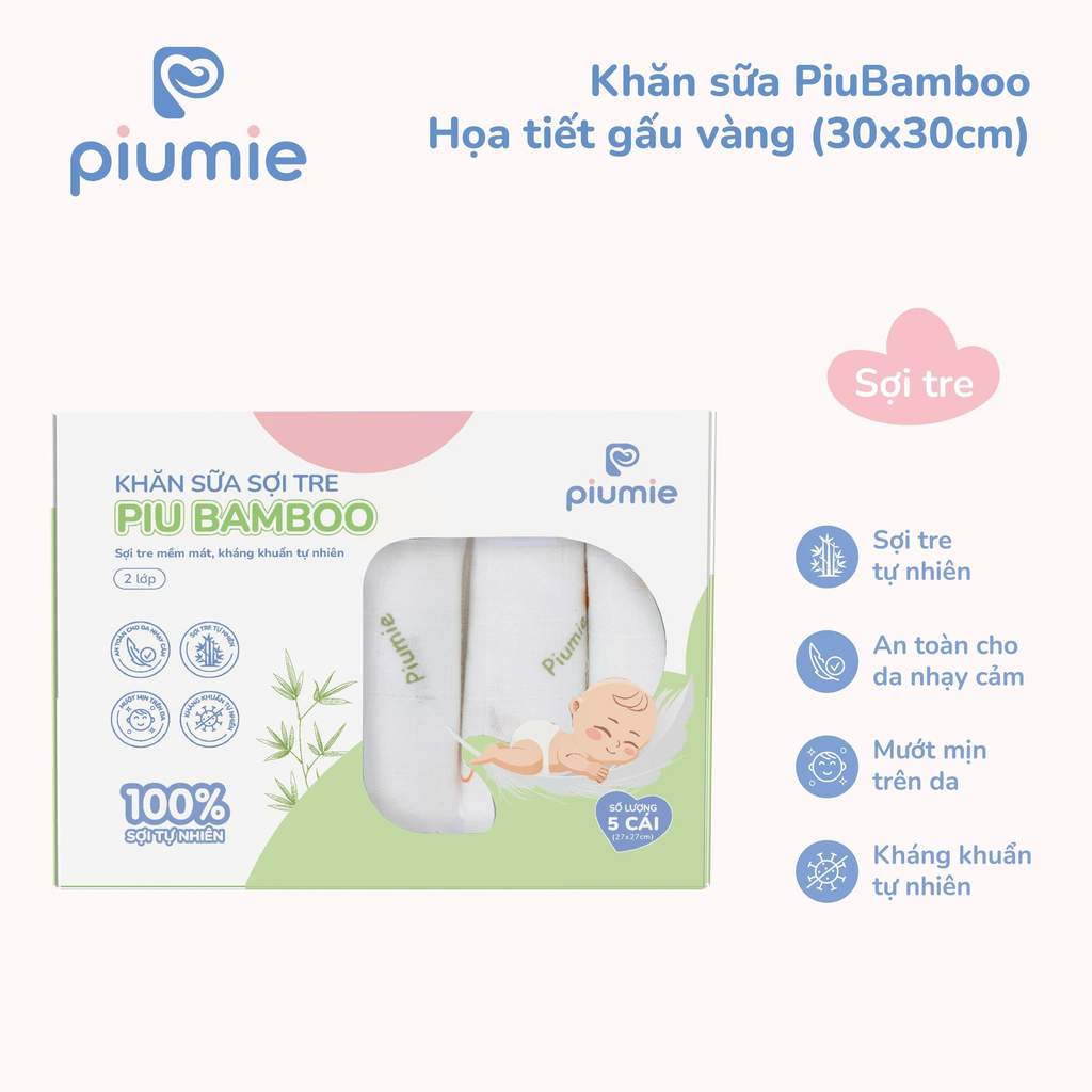 Khăn sữa sợi tre PiuBamboo 30x30