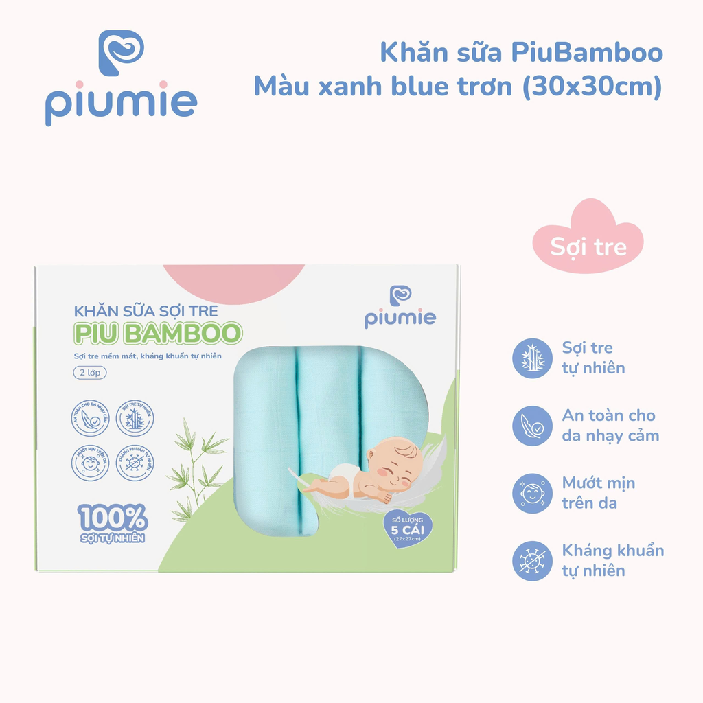 Khăn sữa sợi tre PiuBamboo 30x30