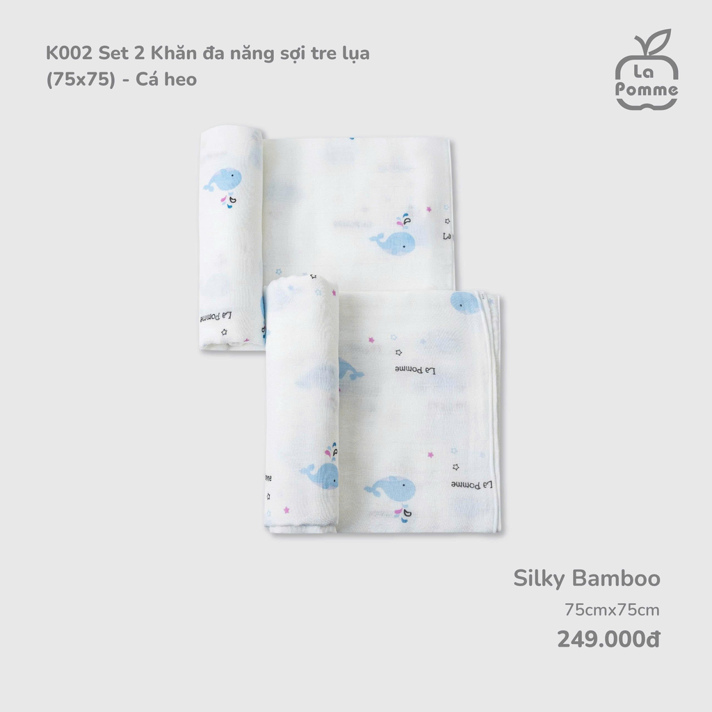 K002 Set 2 Khăn đa năng sợi tre lụa (75x75)