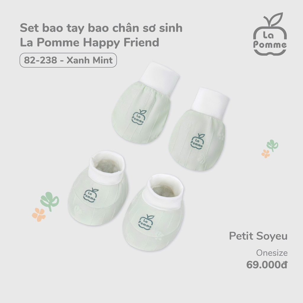 Set bao tay bao chân sơ sinh La Pomme Happy Friend
