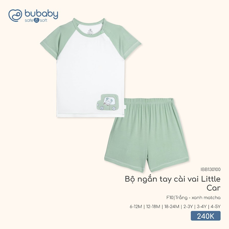 Bộ ngắn tay cài vai Little Car IBB130100
