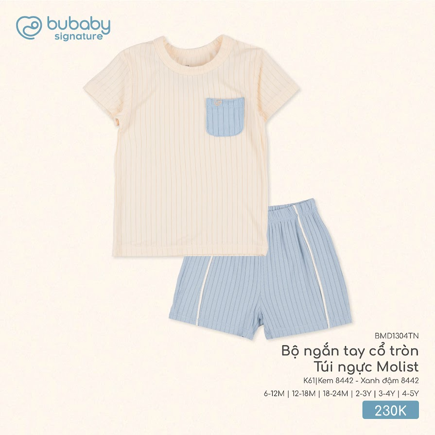 Bộ ngắn tay cổ tròn Túi ngực Molist BMD1304TN (Hàng chương trình bão lũ không hộp)