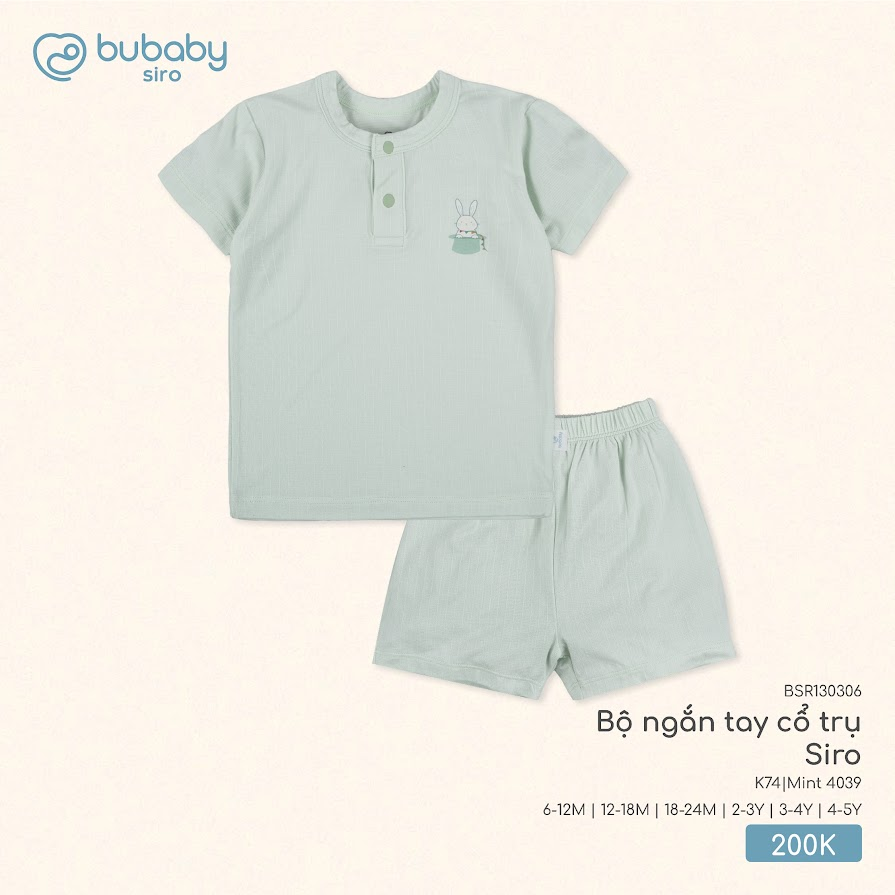 Bộ Ngắn Tay Cổ Trụ Siro Bubaby (Hàng bão lũ không hộp) BSR130306