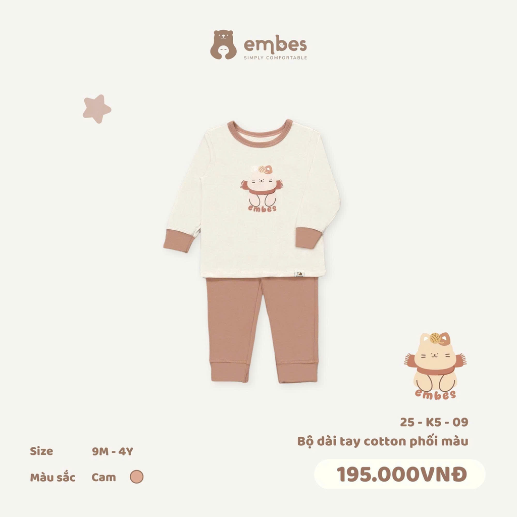 Bộ Dài Tay Cotton Phối Màu 25-K5-09