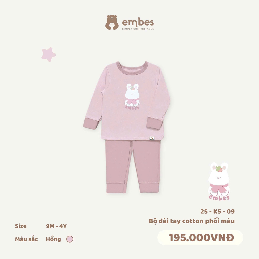 Bộ Dài Tay Cotton Phối Màu 25-K5-09