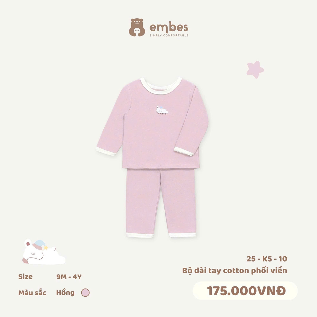 Bộ Dài Tay Cotton Phối Viên 25-K5-10