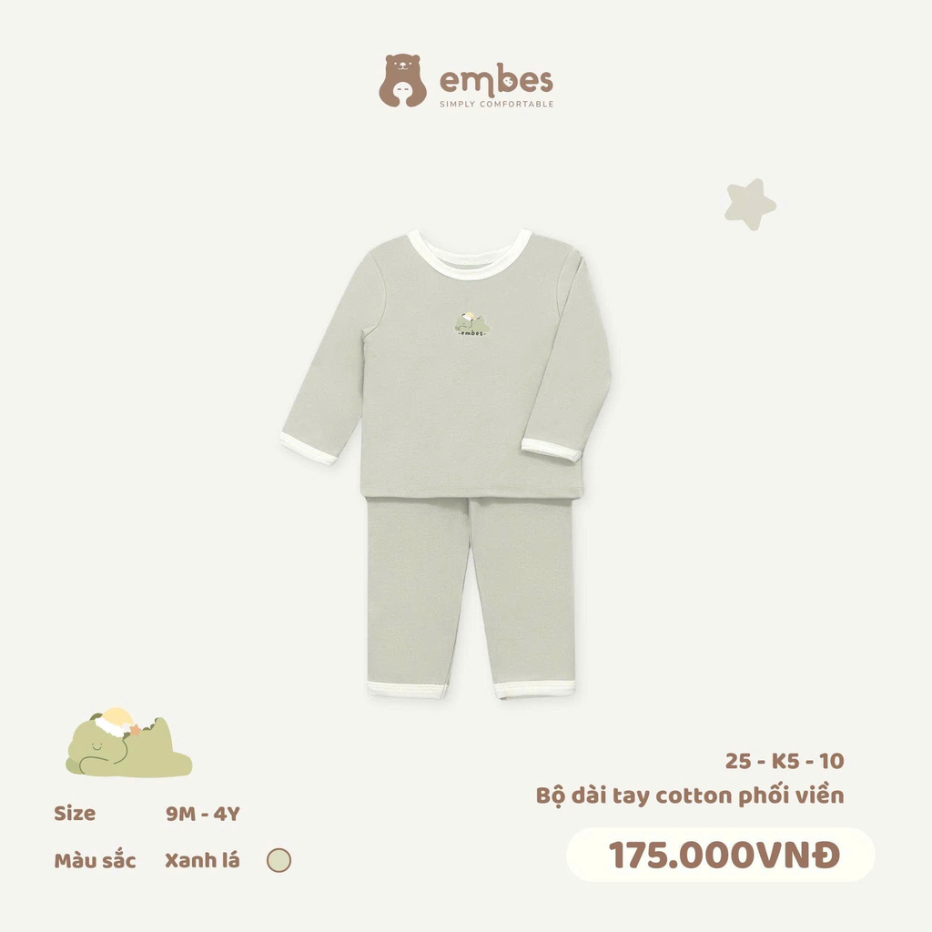 Bộ Dài Tay Cotton Phối Viên 25-K5-10