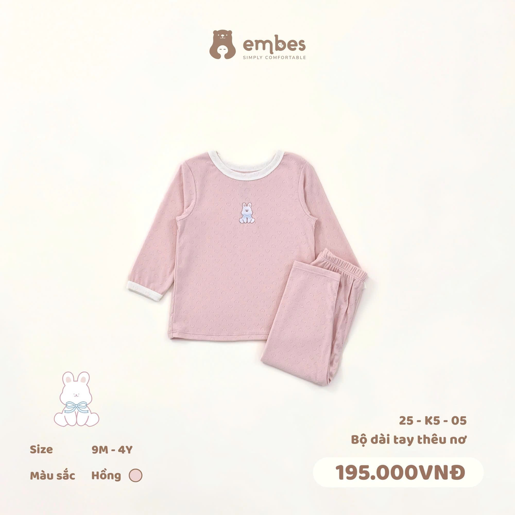 Bộ Dài Tay Thêu Nơ 25-K5-05