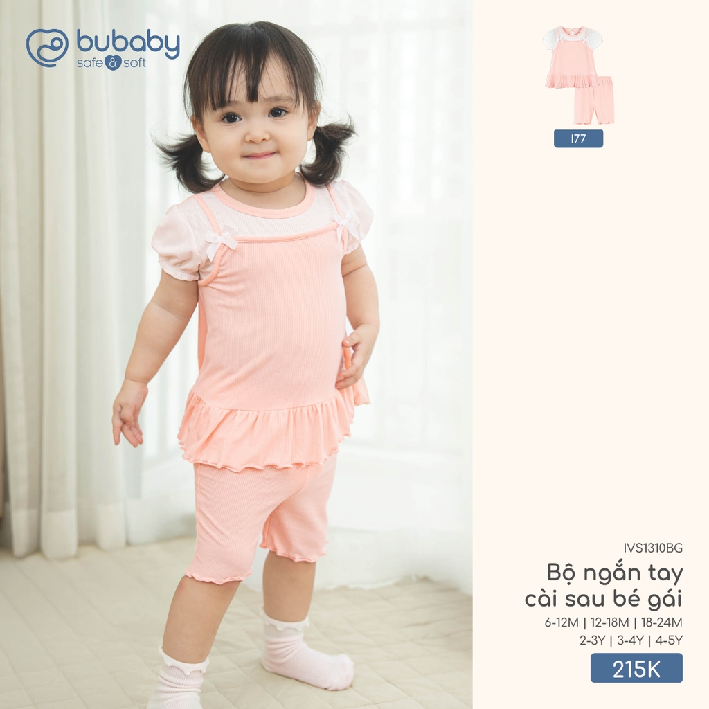 Bộ ngắn tay cài sau bé gái IVS1310BG