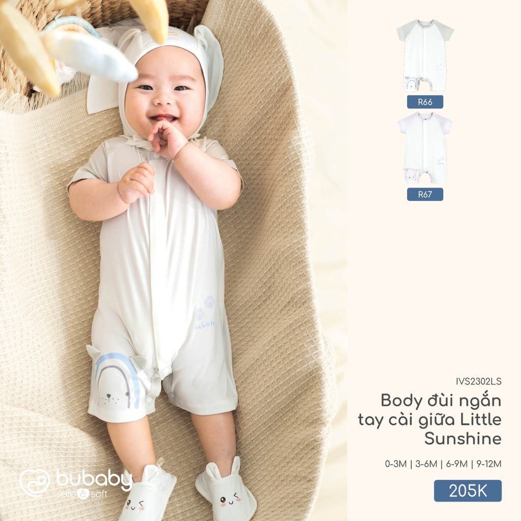 Body đùi ngắn tay cài giữa Little Sunshine IVS2302LS