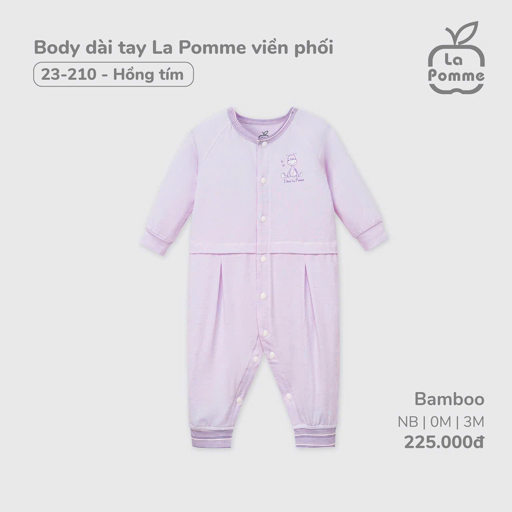 Body dài tay La Pomme viền phối