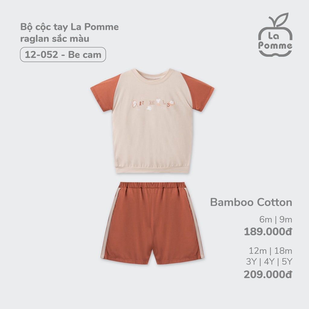 Bộ cộc tay La Pomme raglan sắc màu