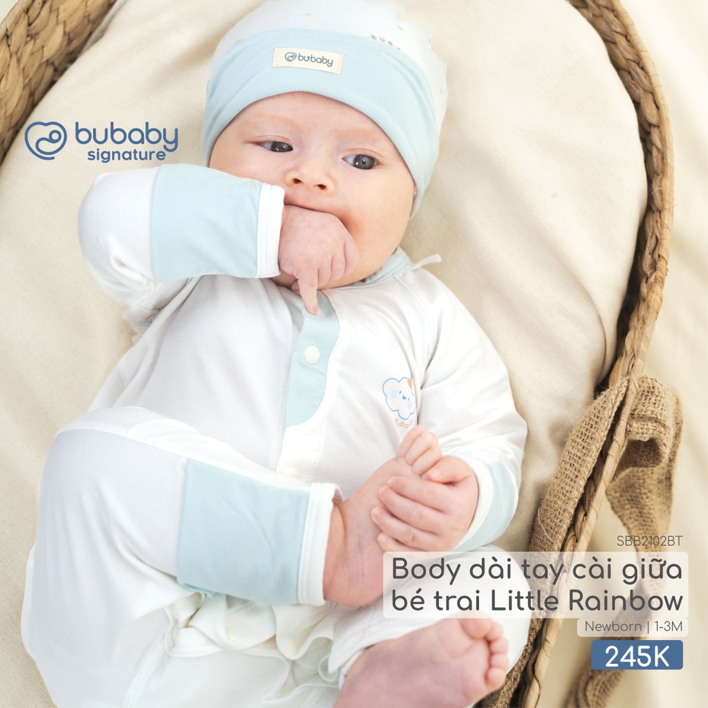 Body dài tay cài giữa bé trai Little Rainbow SBB2102BT