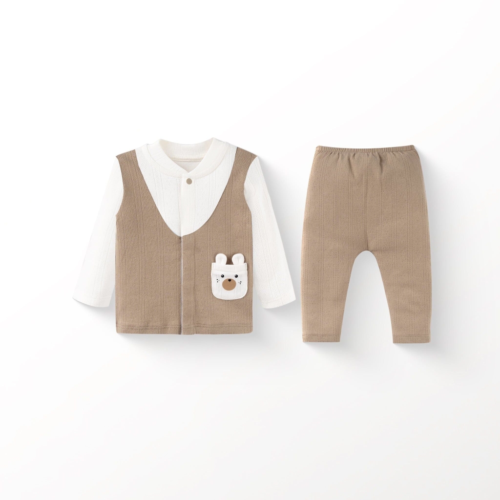 Bộ dài tay cài thẳng Giả vest Jacquard Bubaby SCT1102VE