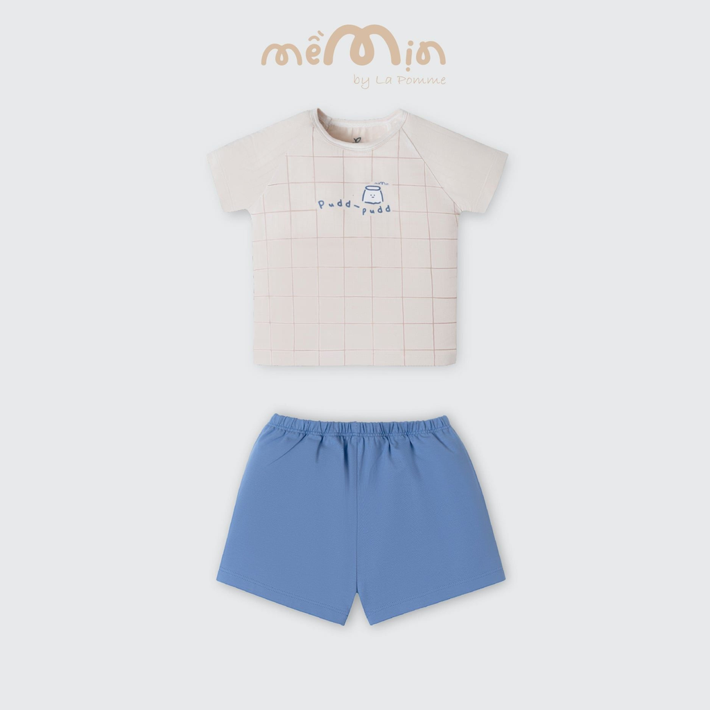 Bộ cộc tay Mềm Mịn by La Pomme vải phối họa tiết cá tính