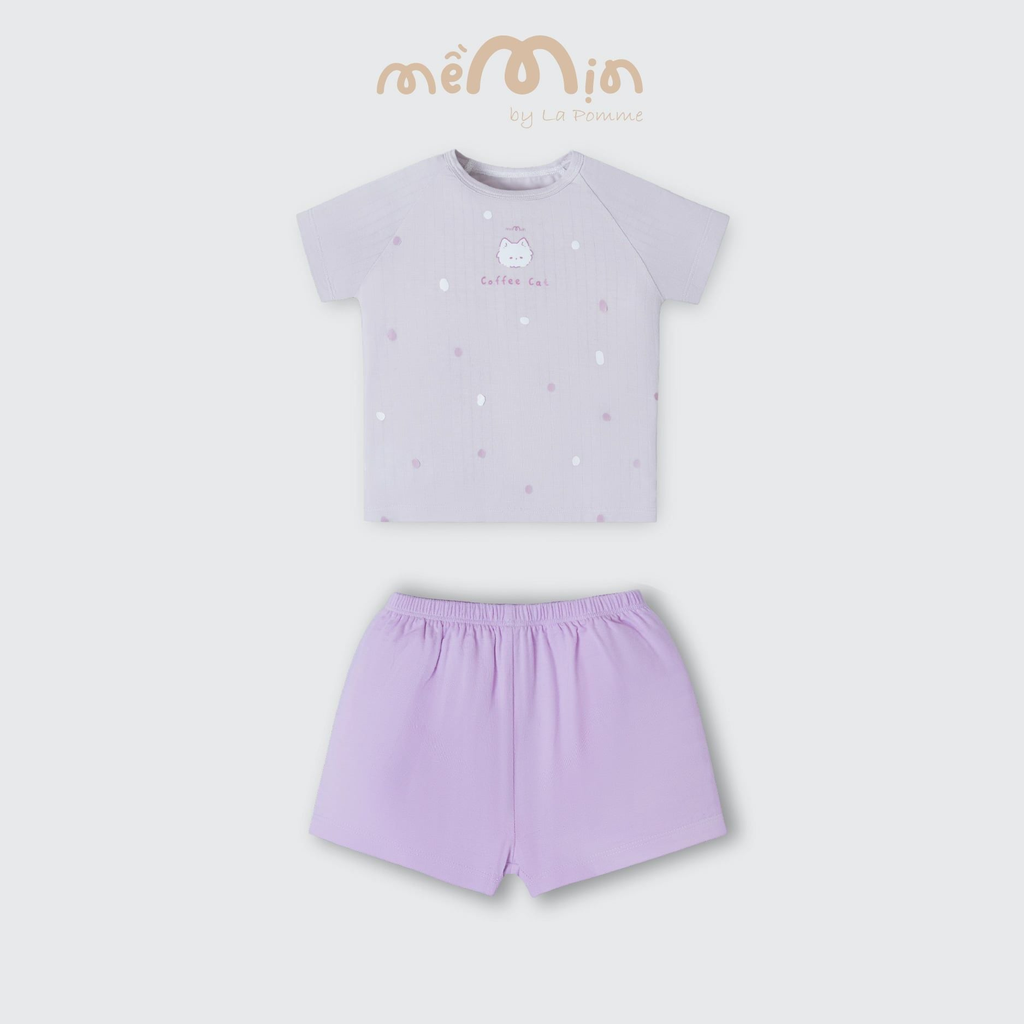 Bộ cộc tay Mềm Mịn by La Pomme vải phối họa tiết cá tính