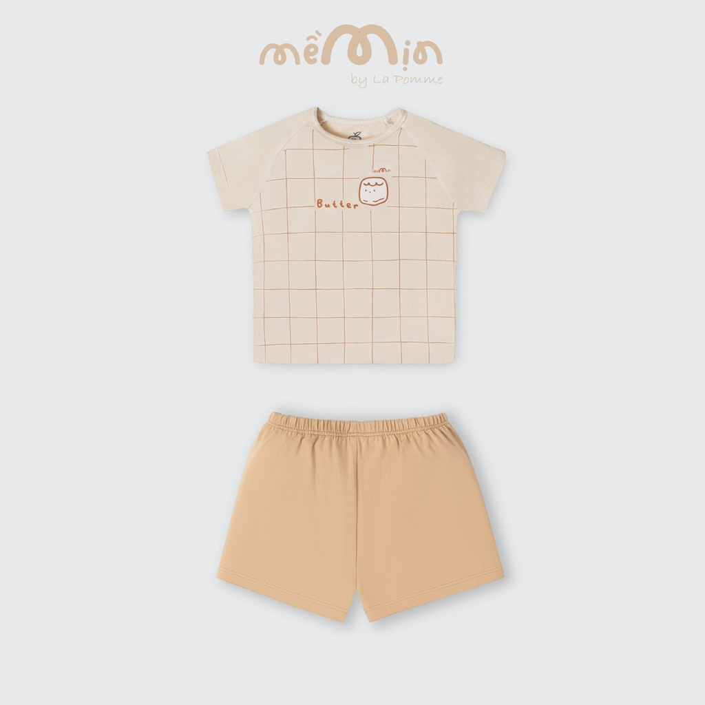 Bộ cộc tay Mềm Mịn by La Pomme vải phối họa tiết cá tính