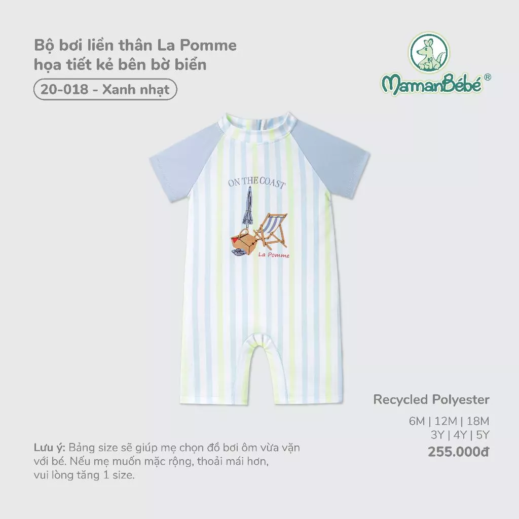 Bộ bơi liền thân La Pomme họa tiết kẻ bên bờ biển