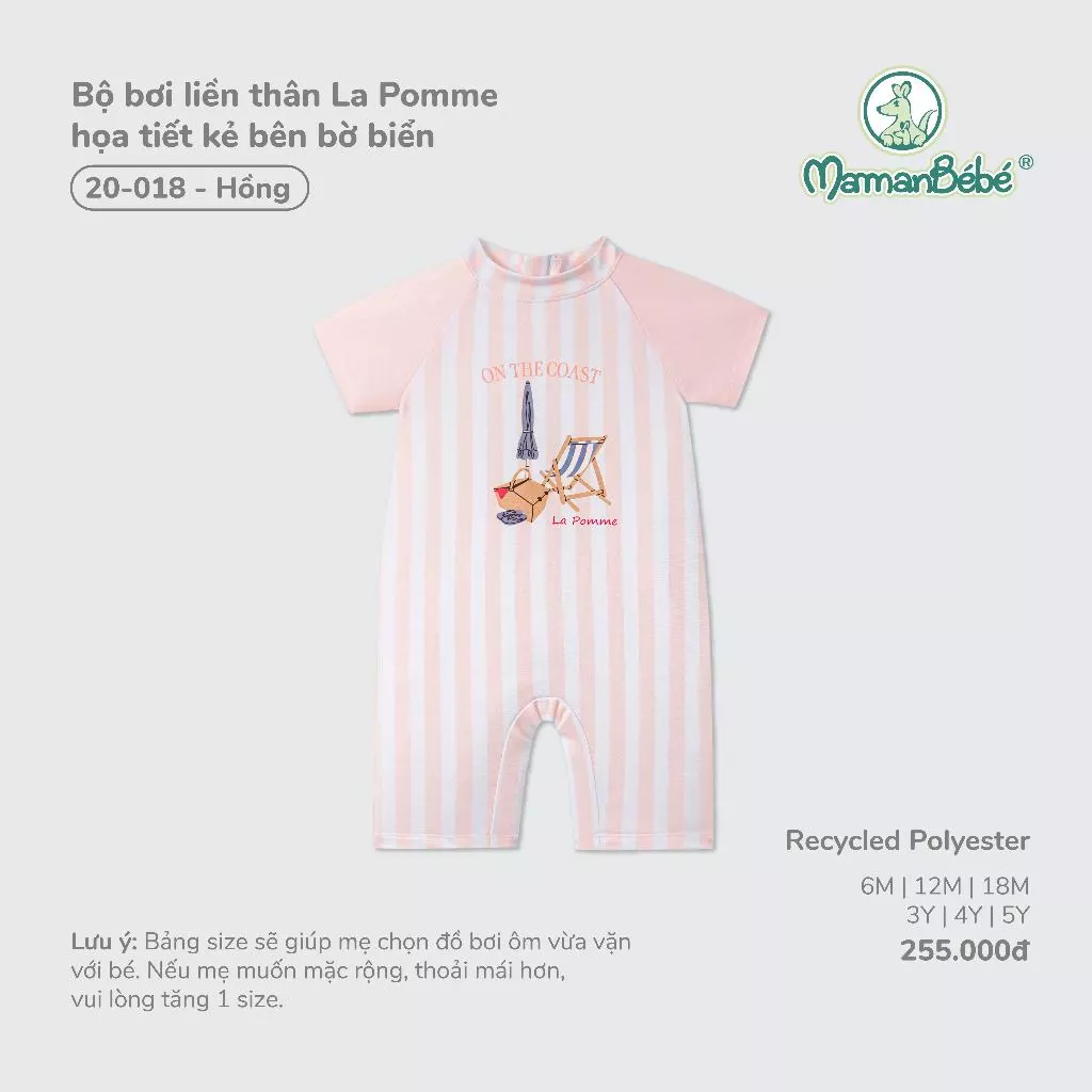 Bộ bơi liền thân La Pomme họa tiết kẻ bên bờ biển