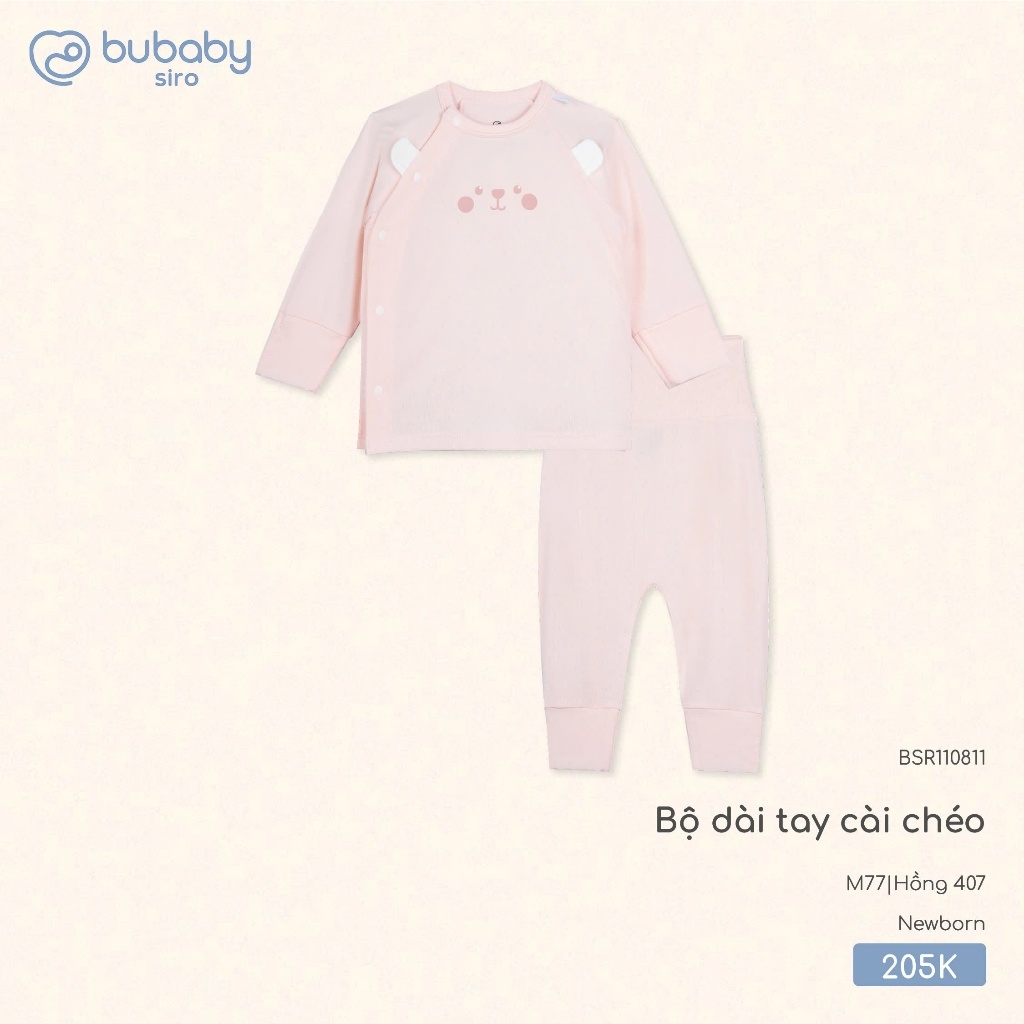 Bộ dài tay cài chéo tai gấu Bubaby BSR110811