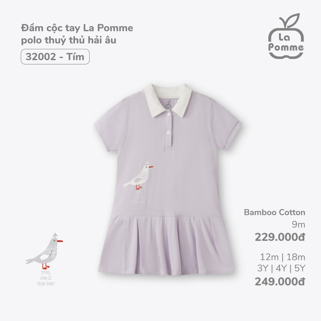 Đầm Cộc Tay La Pomme Polo Thủy Thủ Hải Âu 32002