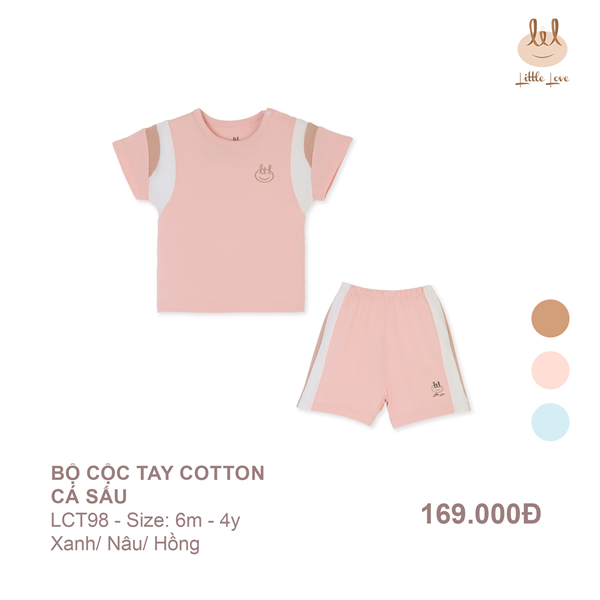 Bộ cộc tay cotton cá sấu xanh - LCT98