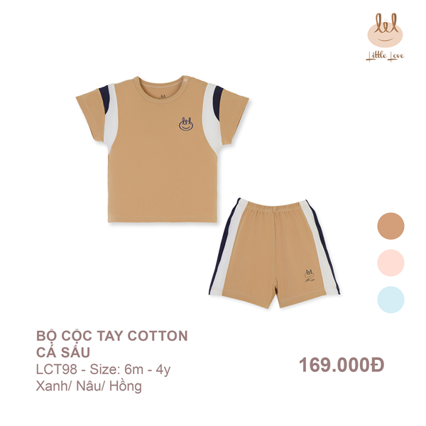 Bộ cộc tay cotton cá sấu xanh - LCT98