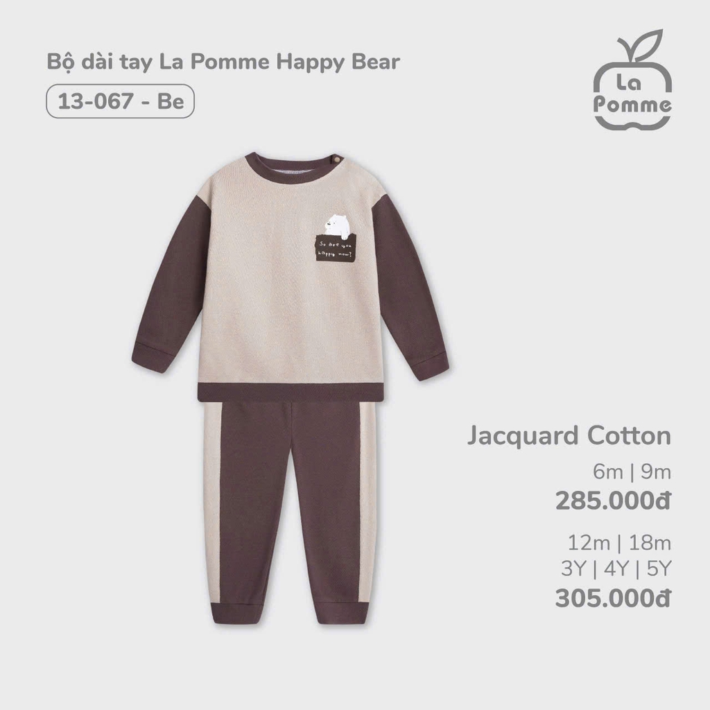 Bộ dài tay La Pomme Happy Bear