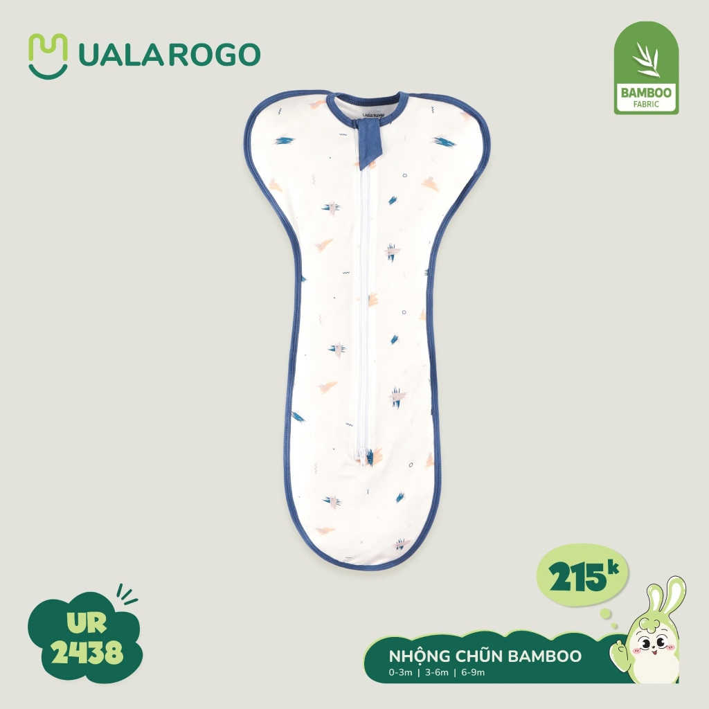 Nhộng chũn bamboo Uala hoạ tiết viền nâu UR2438