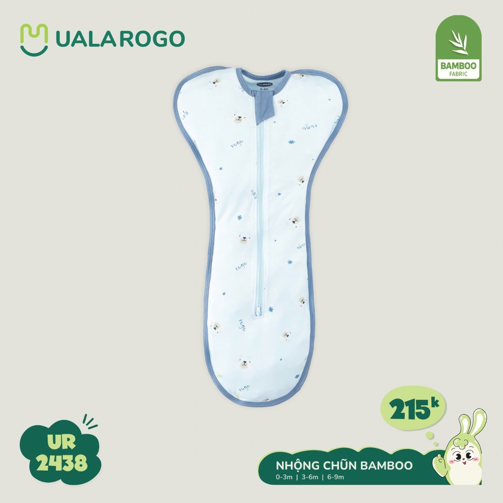 Nhộng chũn bamboo Uala hoạ tiết viền nâu UR2438