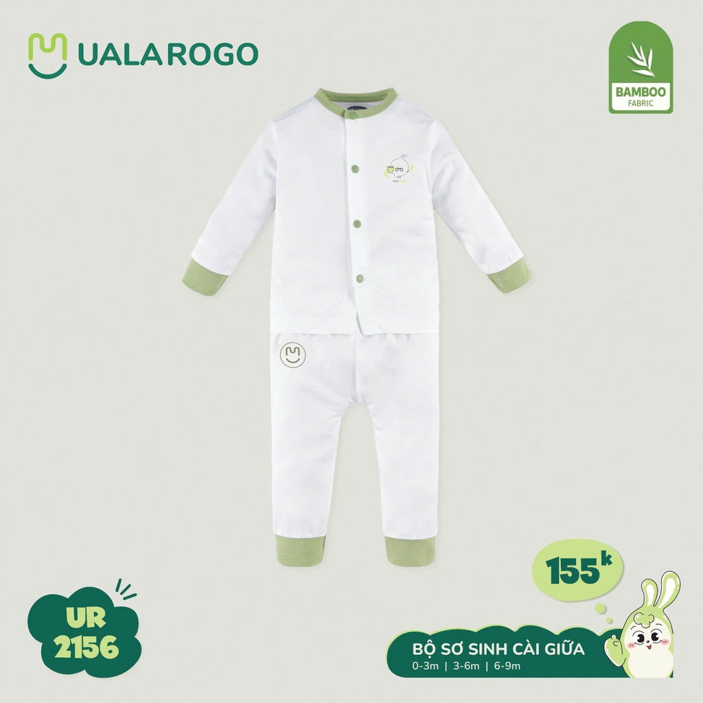 Bộ Sơ Sinh Cài Giữa UR2156 xanh rêu