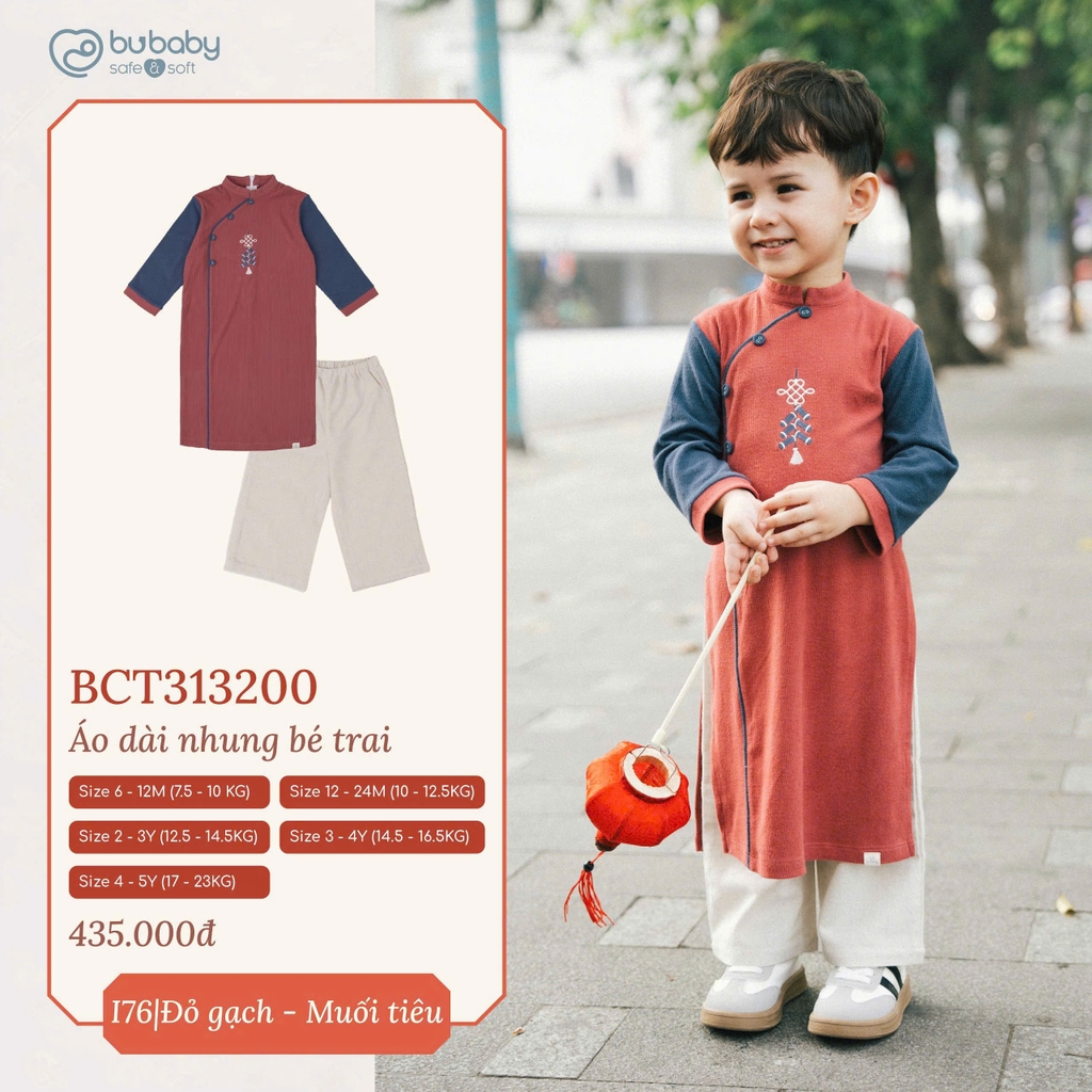 Áo Dài Nhung Bé Trai Bubaby BCT313200