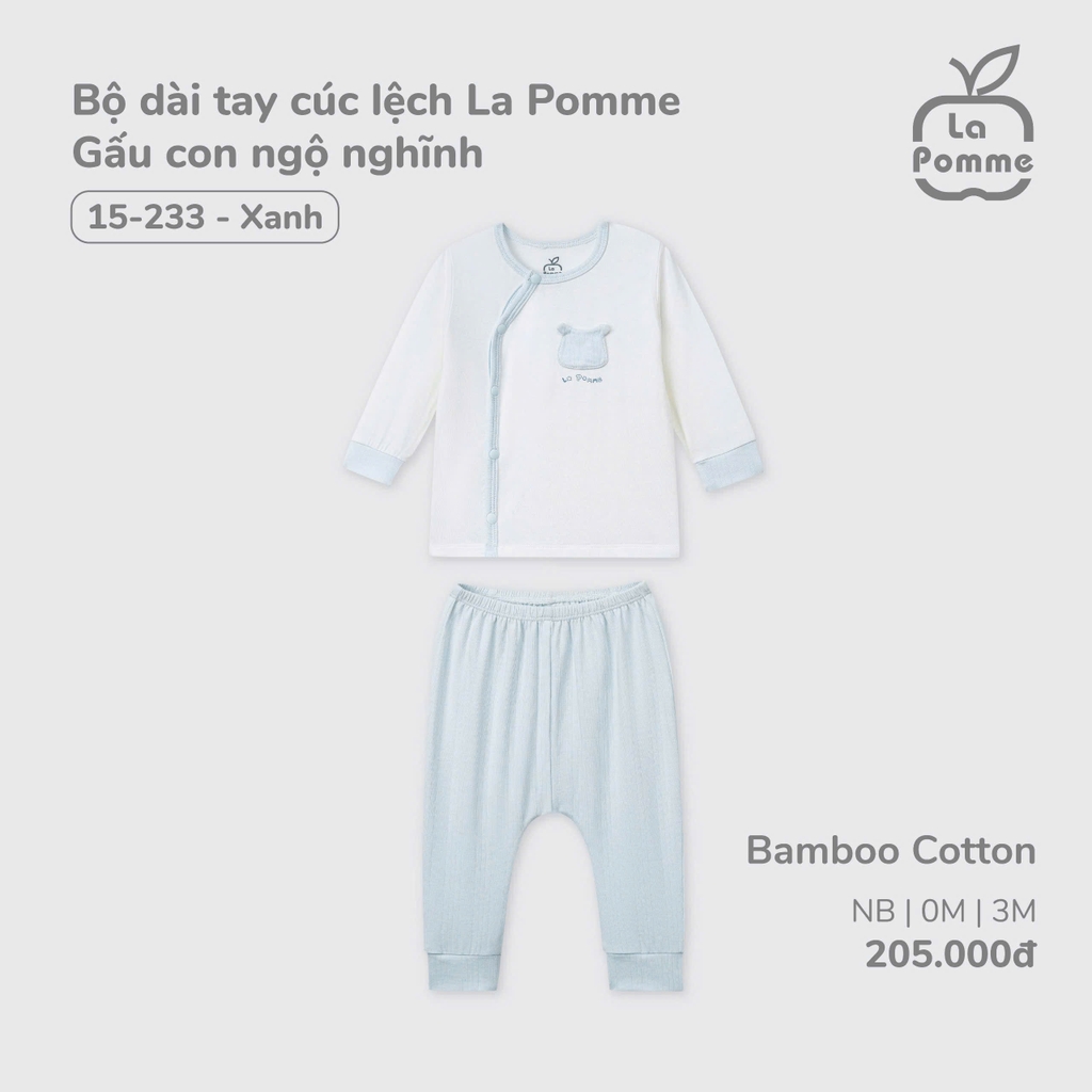 Bộ dài tay cúc lệch La Pomme Gấu con ngộ nghĩnh
