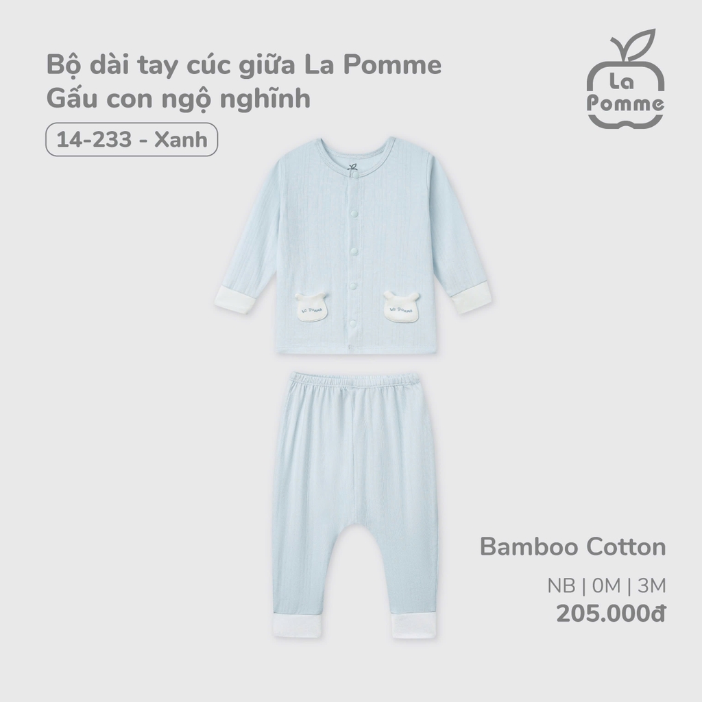 Bộ dài tay cúc giữa La Pomme Gấu con ngộ nghĩnh
