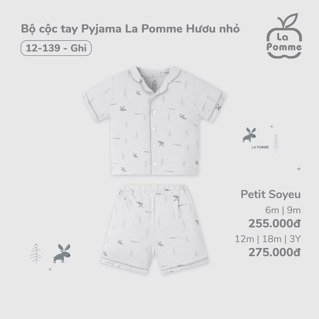 Bộ Cộc Tay Pyjama La Pomme Hươu Nhỏ 12139
