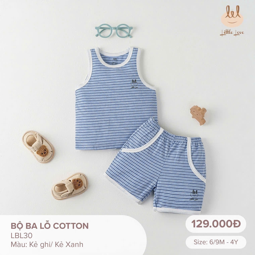Bộ ba lỗ cotton kẻ - LBL300