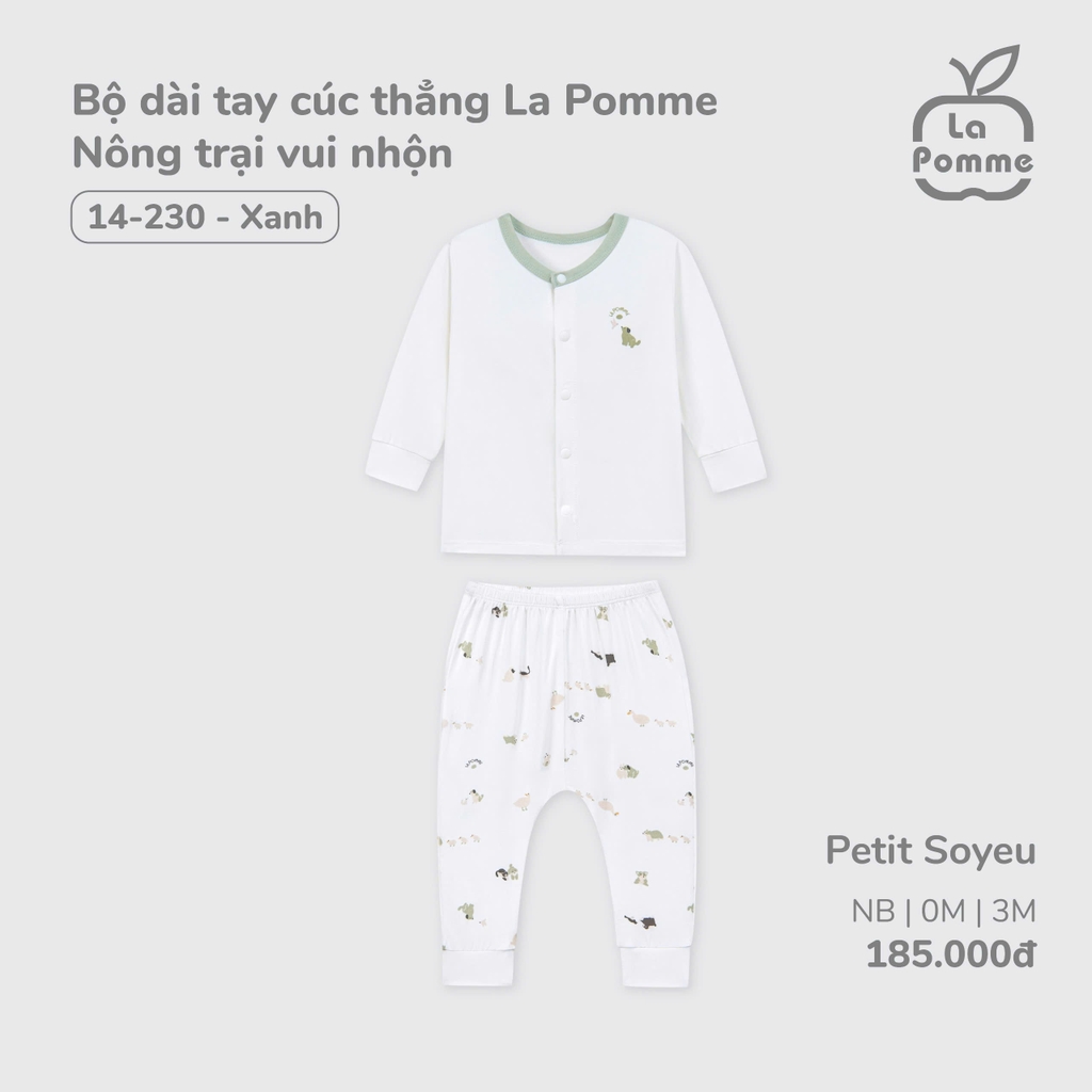 Bộ dài tay cúc thẳng La Pomme Nông trại vui nhộn 14230