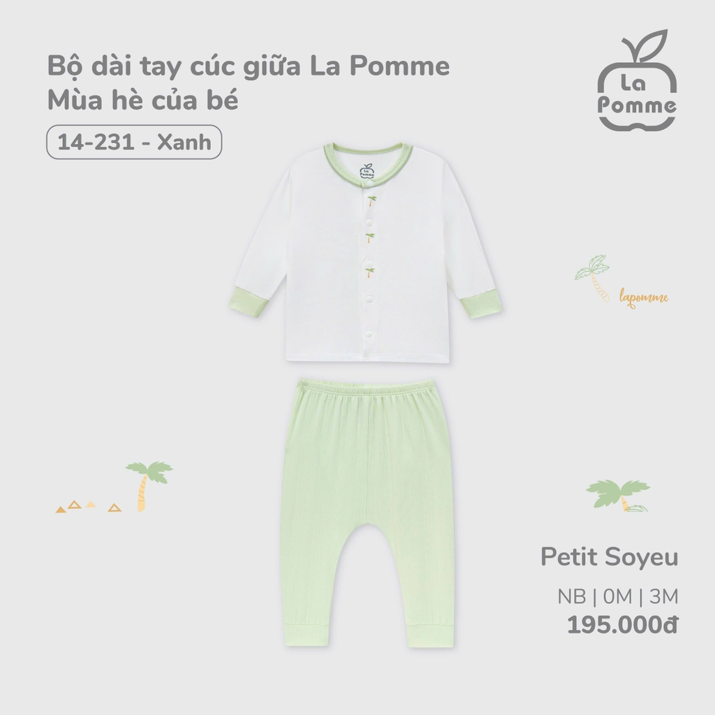 Bộ dài tay cúc giữa La Pomme Mùa hè của bé