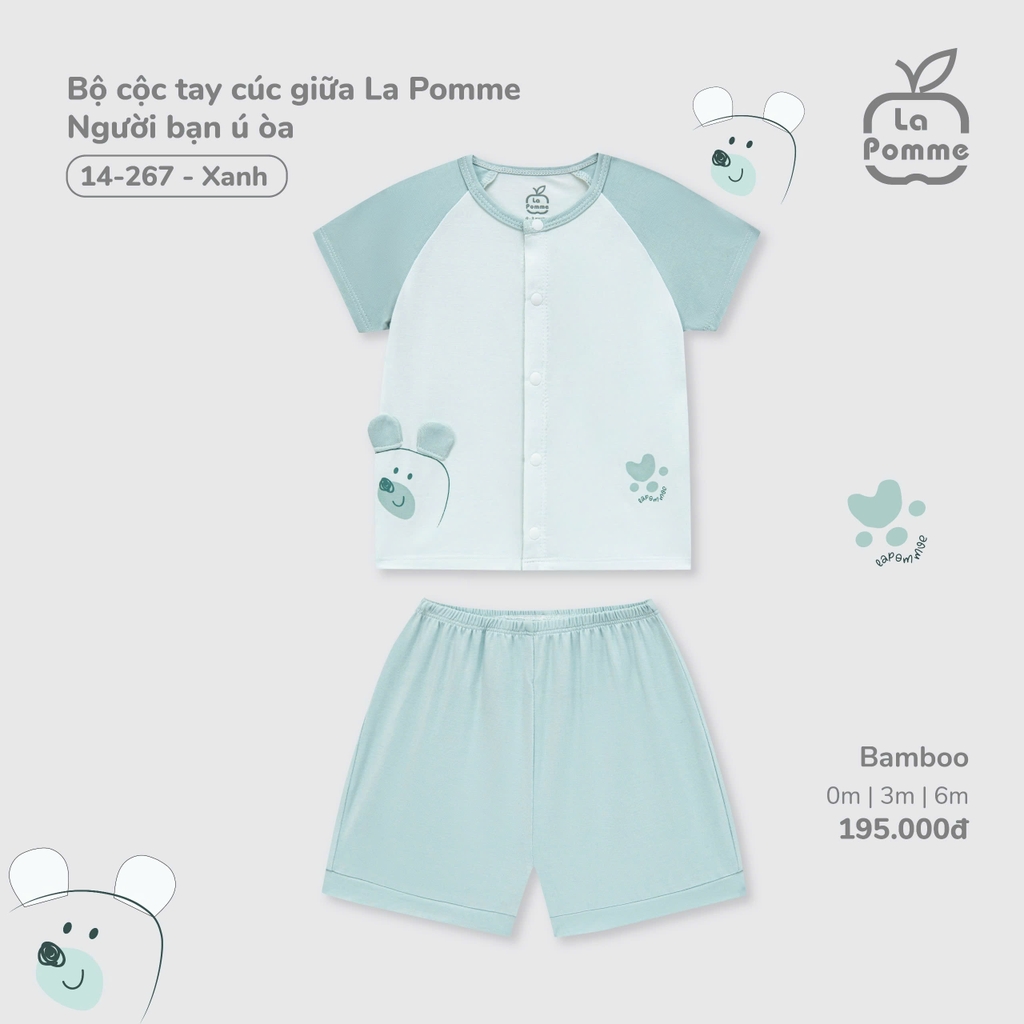 Bộ cộc tay cúc giữa La Pomme Người bạn ú òa