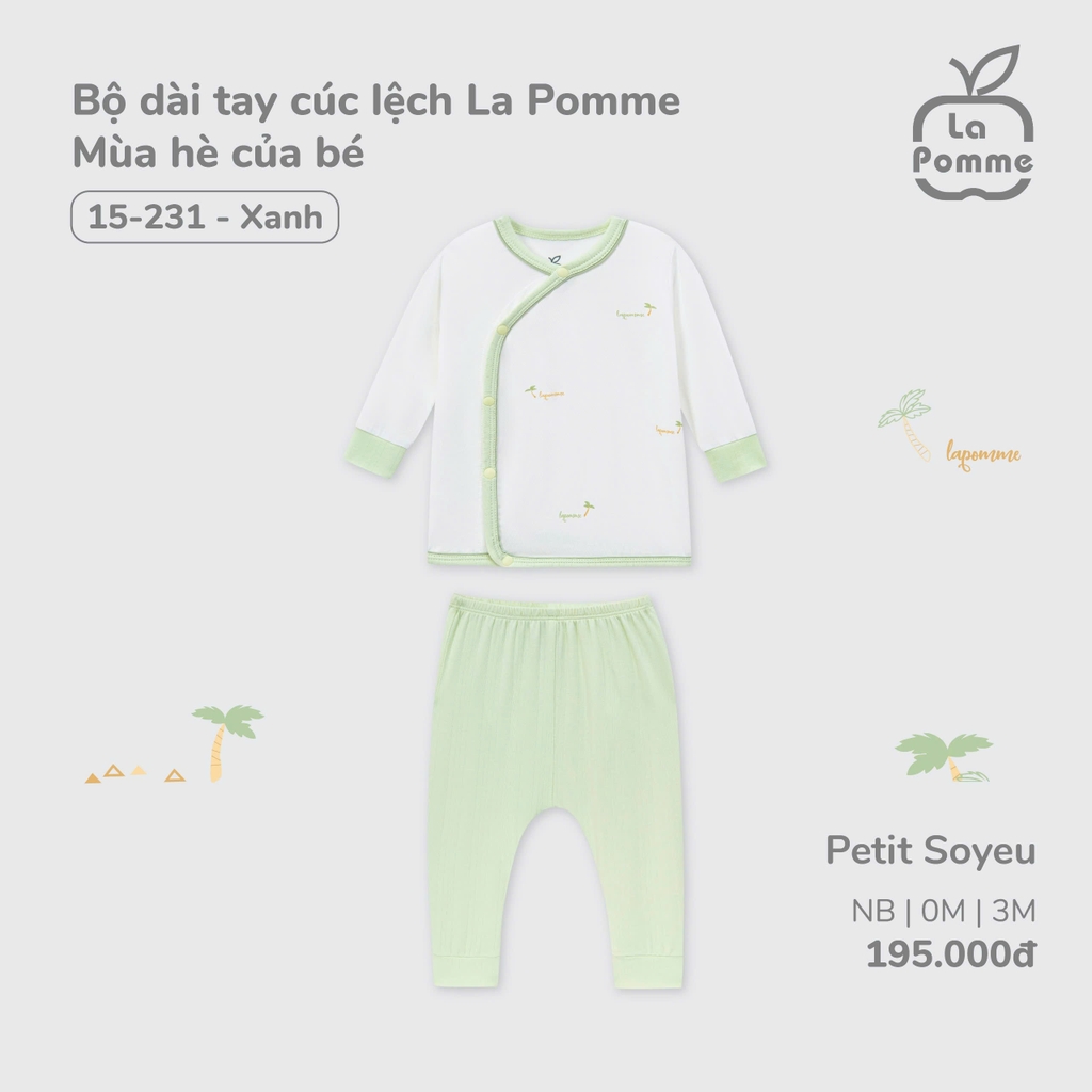 Bộ dài tay cúc lệch La Pomme Mùa hè của bé