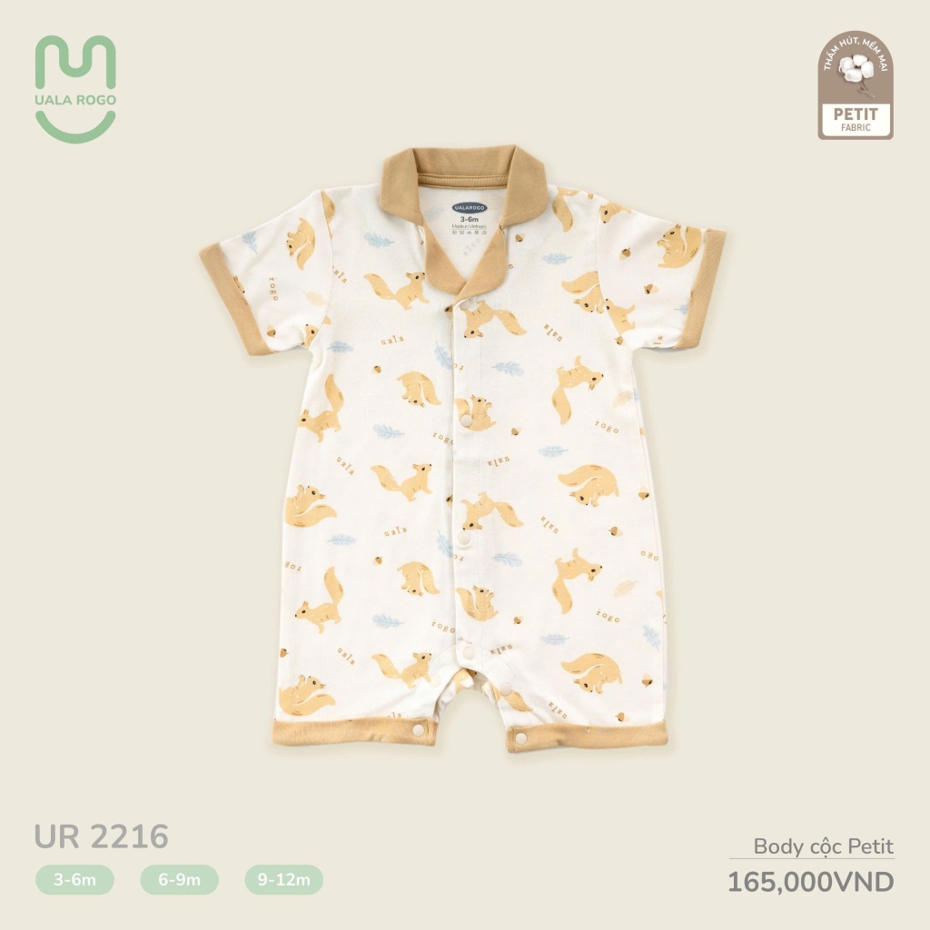 Body liền cộc petit Uala họa tiết chú sóc UR2216