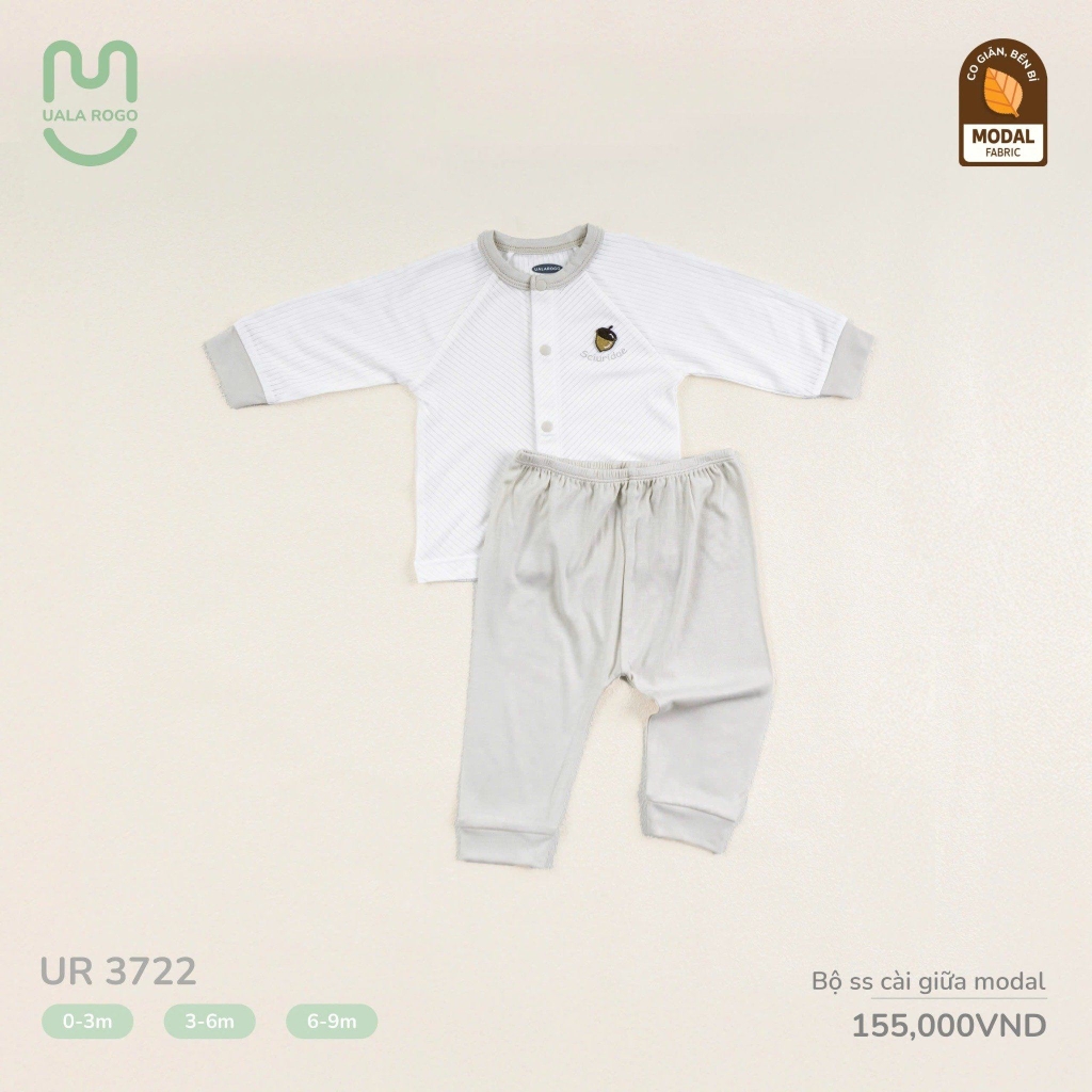 Bộ sơ sinh cài giữa modal phối petit Uala UR3722