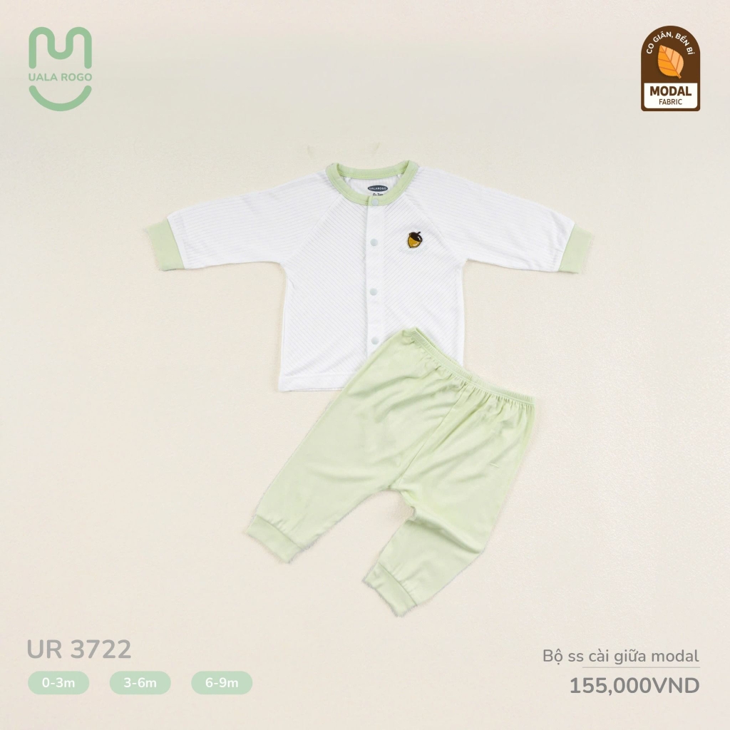 Bộ sơ sinh cài giữa modal phối petit Uala UR3722