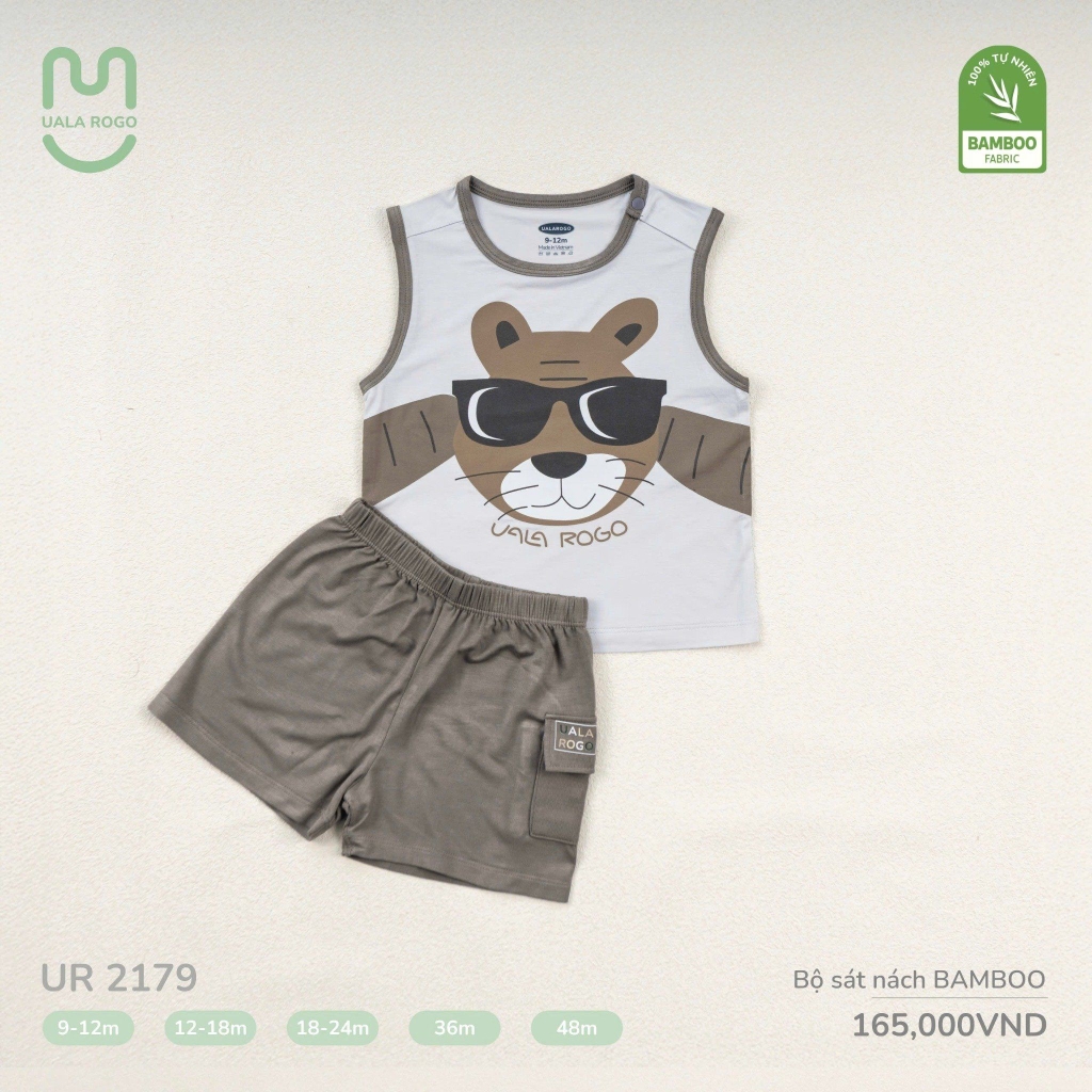 Bộ ba lỗ bamboo Uala họa tiết UR2179