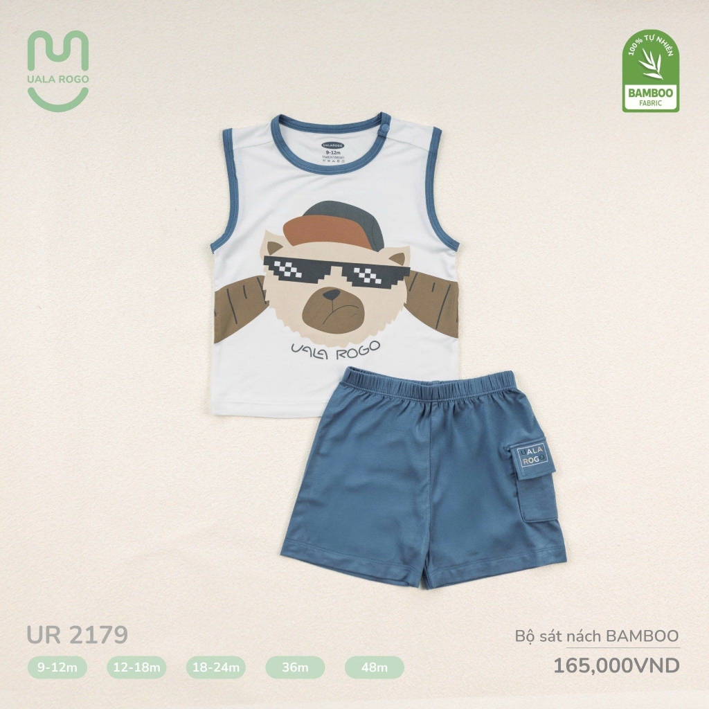 Bộ ba lỗ bamboo Uala họa tiết UR2179