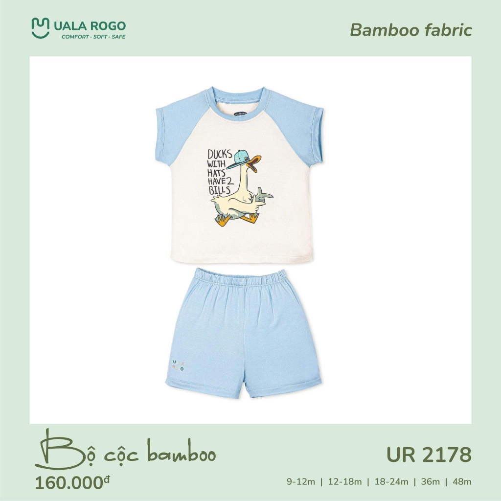 Bộ cộc bamboo Uala họa tiết chú vịt UR2178