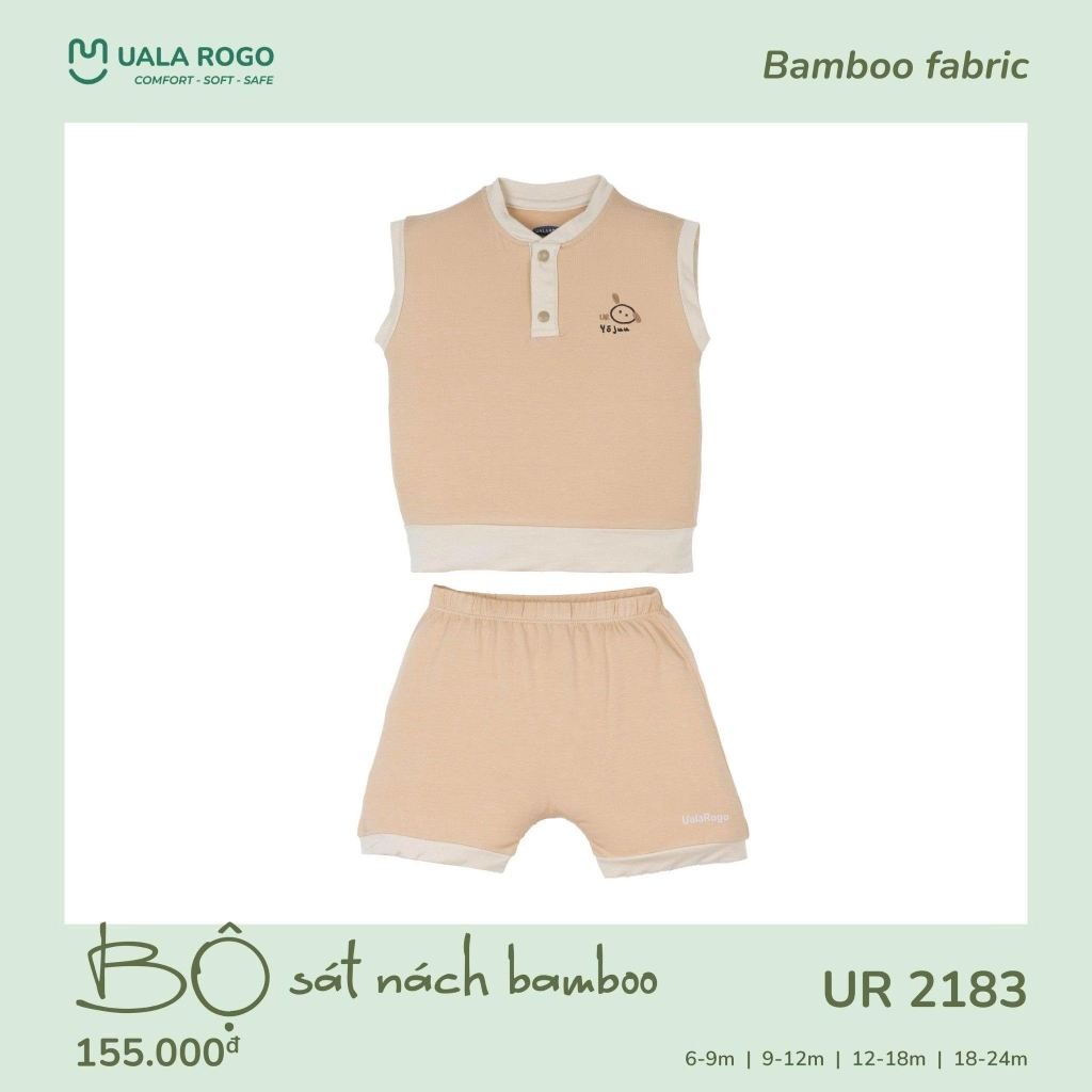 Bộ sát nách bamboo Uala họa tiết mặt cừu UR2183